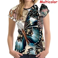 womens t shirt 3d double flying butterfly summer short sleeve fashion street harajuku t shirt womens tops large size 6xl