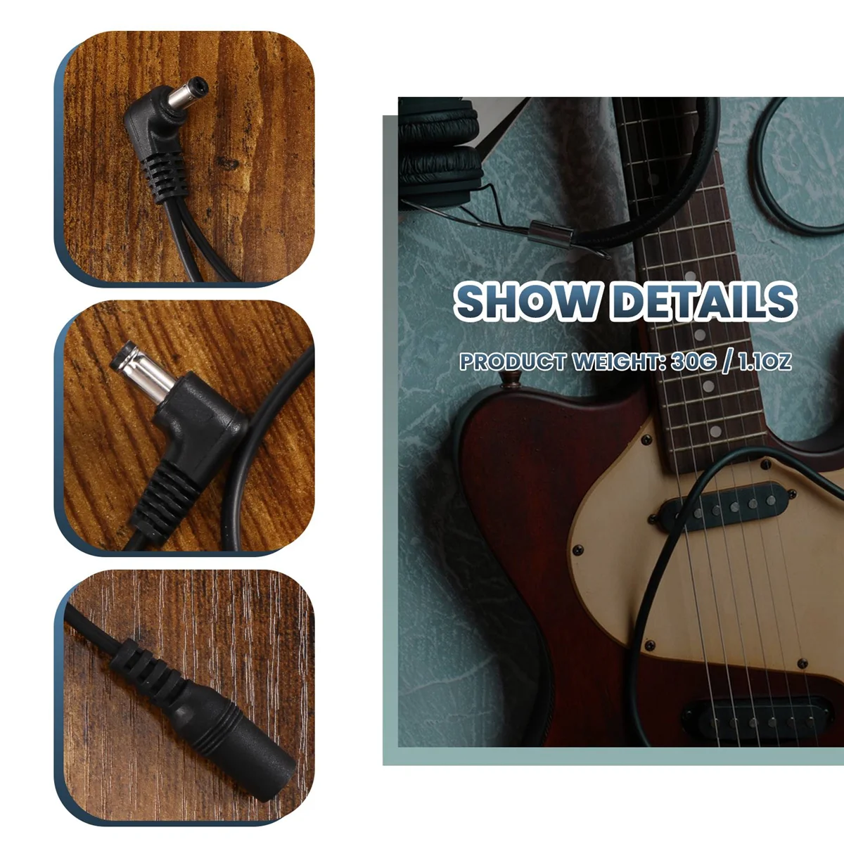 Тройной электрод Vitoos с маргариткой медный провод для гитарных эффектов черный