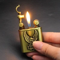 wholesale creative relief craft grinding wheel lighter metal inflatable open flame cigarette lighter smoking accessories