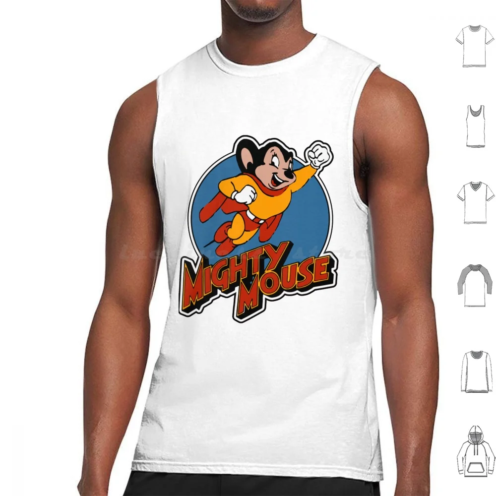 

Here He Comes To Save The Day! Classic Tank Tops Vest Sleeveless Mighty Mouse Mouse Classic Cartoon Saturday Bros Fox Animal