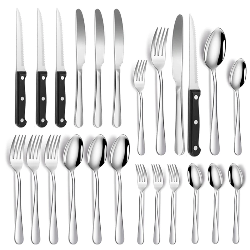 

Forks And Spoons Silverware Set Silverware Set Stain Finish Kitchen Utensil Tableware Set,Spoons Forks Knives For Home Hotel