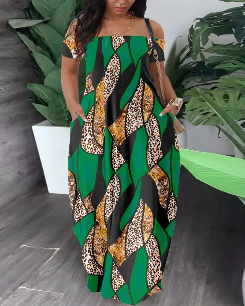 

African Women 2023 Autiumn Sexy Fashion Short Sleeve Polyester Printing Long Dress Maxi Dresses for Women African Dresses