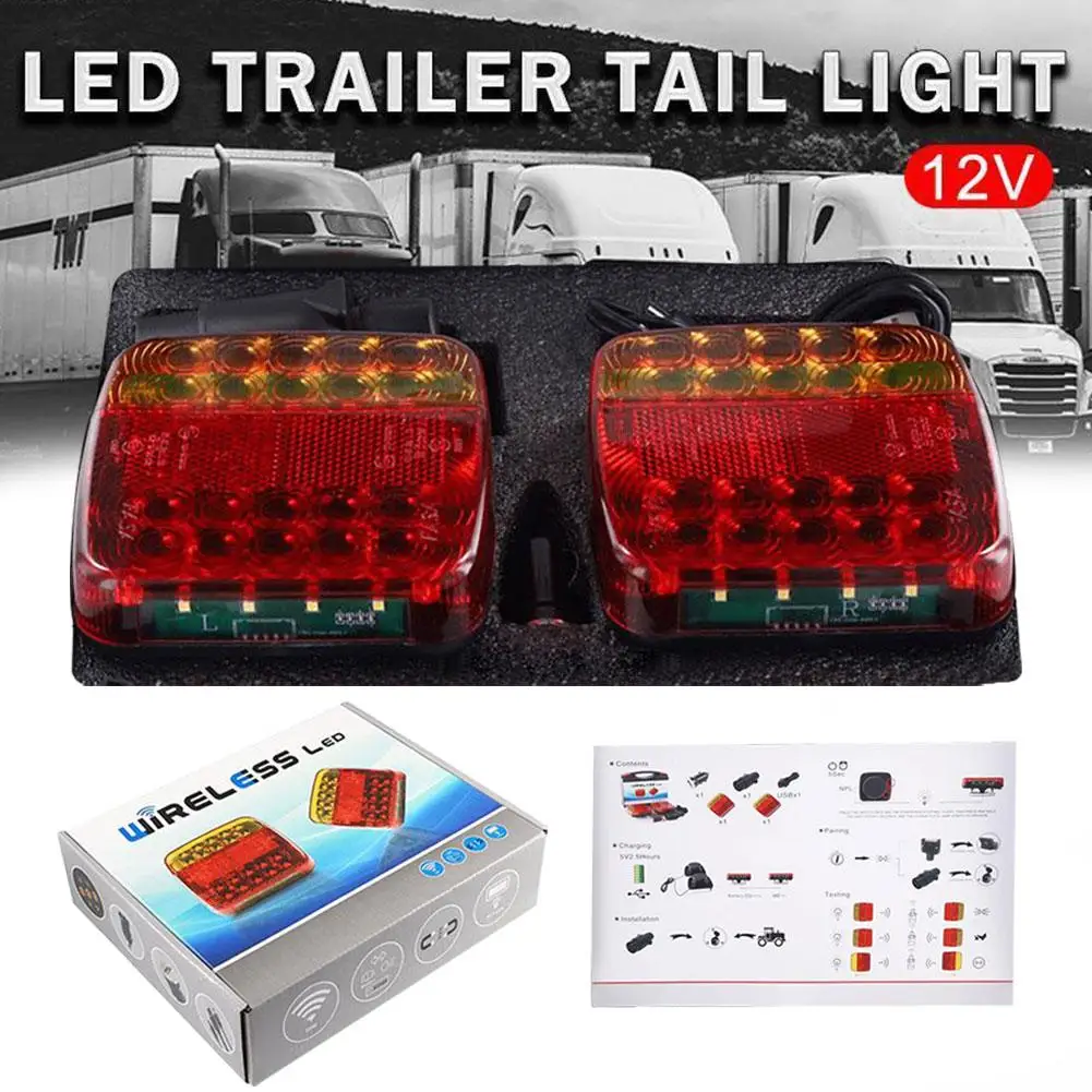 

1pair Wireless Magnetic LED Truck Tail Light Trailer Rear Light Signal Warning Brake Light For Caravans Campers Lorry Carav H7A5