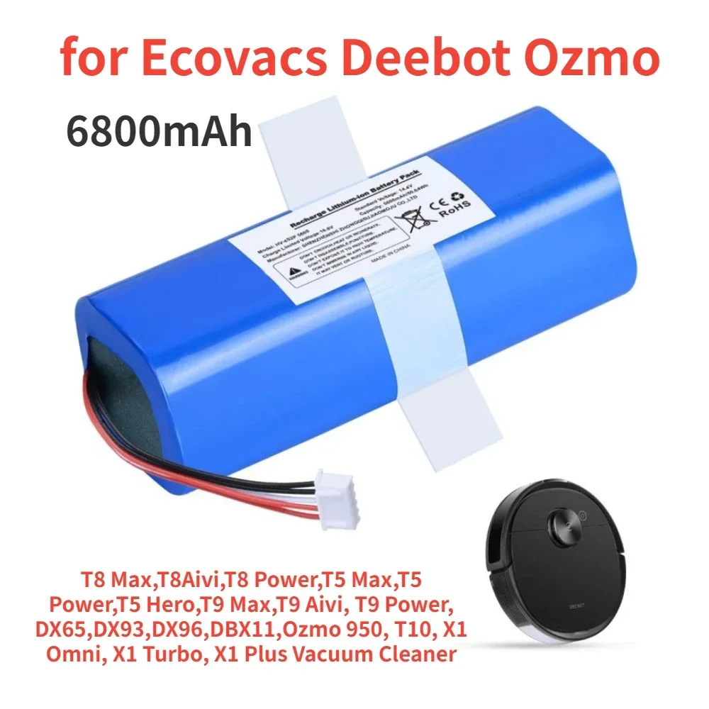 Оригинальная сменная батарея для робота-пылесоса Ecovacs Deebot Ozmo T8 + DLX11-54 Roboter 14 4 В 6800