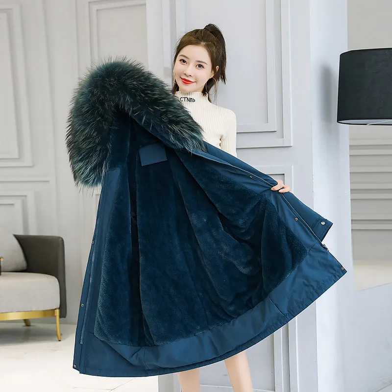 2023 Winter New Mid length Pi Overcoming Cotton Coat Female Lamb Hair Inner Village Down Cotton Coat Female Cotton Coat