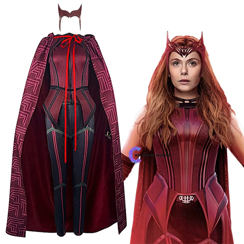 

Scarlet Witch Cosplay Costume Wanda Django Maximoff Cosplay Red Cloak Robe Halloween Carnival Women Party Costume