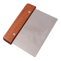 kitchen pastry tool 15x8cm stainless steel pastry cutter smooth edge dough cake spatula scraper with wood handle