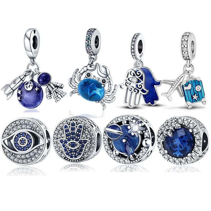 Браслет pandora женский из серебра 925 пробы с голубым цирконом