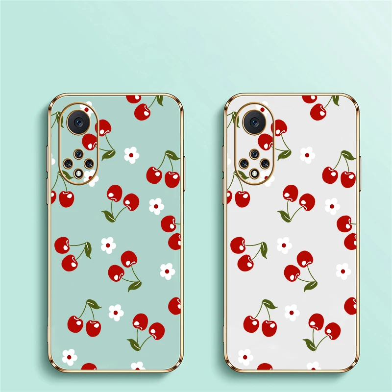 Мягкий силиконовый чехол для телефона Huawei Nova Y70 Plus 9 7i 8i 5T 5i 7 6 SE 3i 4e с цветочным узором и вишневым принтом, противоударный, с покрытием (art.: 3920dbcfc35e9) - 3920dbcfc35e9