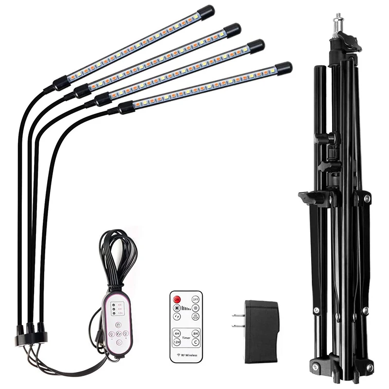 

LED Grow Lights For Indoor Plants Full Spectrum, 4 Head House Plant Grow Light With Stand Adjustable -US Plug