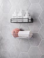 iron bathroom shelf shower gel holder free punching drain basket hanging wall storage rack