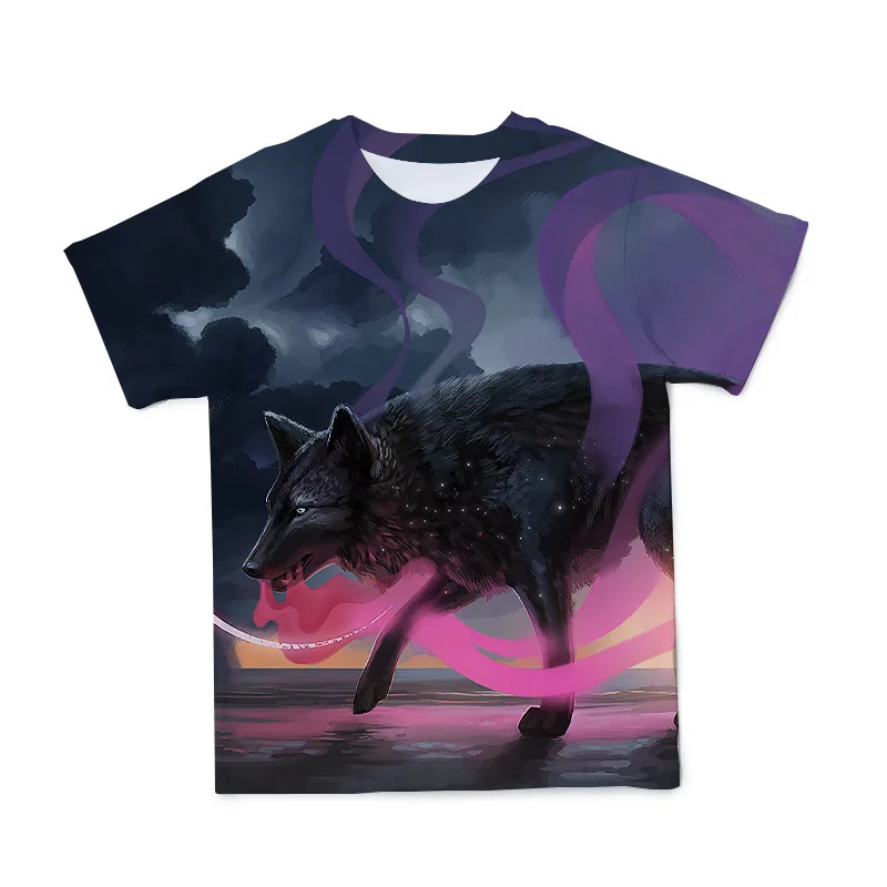 

Men Art Tee Design 3D Animal Graphic T Shirts Wolf Printed T-shirt Casual Women Clothing Round Neck Streetwear Short Sleeve Tops