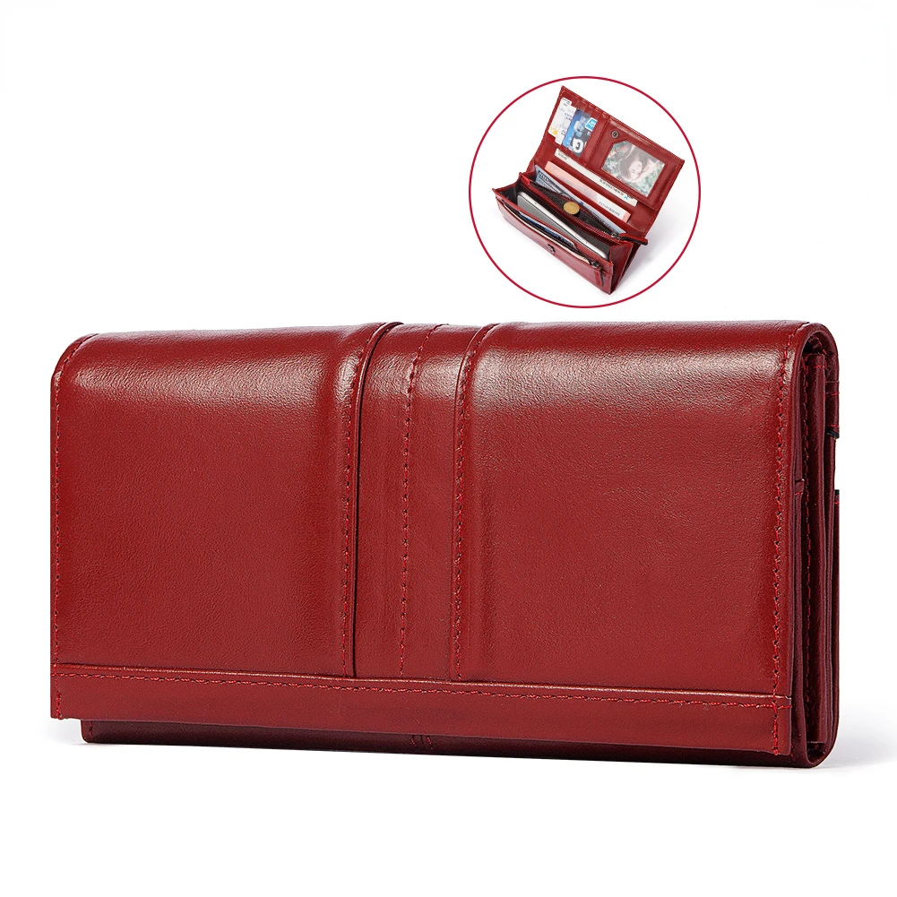 

Genuine Leather Women Long Purse Female Clutches Money Wallets Handbag Handy Passport walet for Cell Phone Card Holder