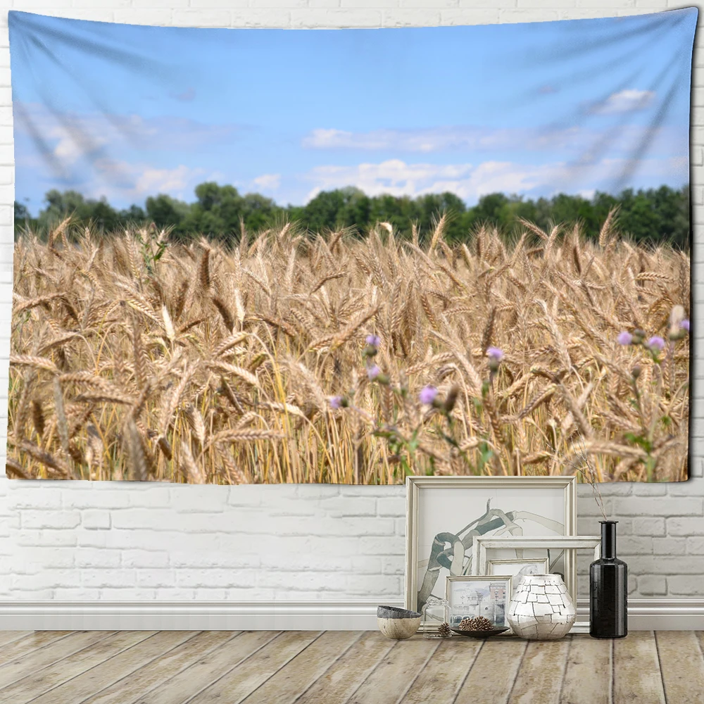 Пейзаж пшеничное поле гобелен настенный хиппи ТАПИС Стиль Бохо таинственный