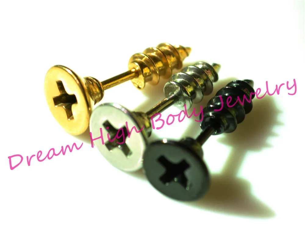 

Серьги-гвоздики HENGKE из нержавеющей стали 316L, ювелирные изделия для пирсинга с винтами в форме креста, козелка уха, штанга в стиле панк, обман...