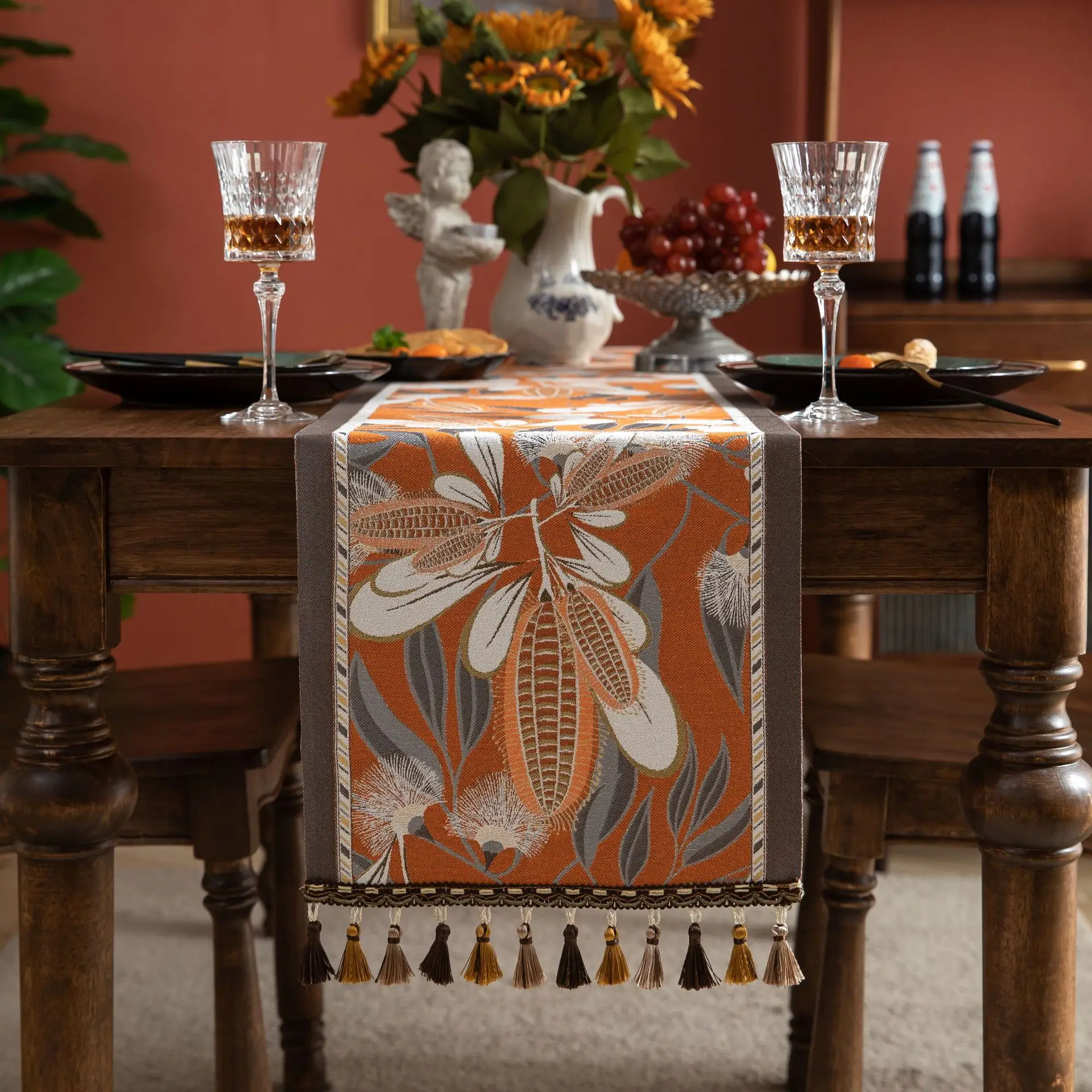 

Jacquard Blue Table Runners for Dining Table Decoration Home Tea Table Runner Table Cover TV Cabinet Bed Runner table decor