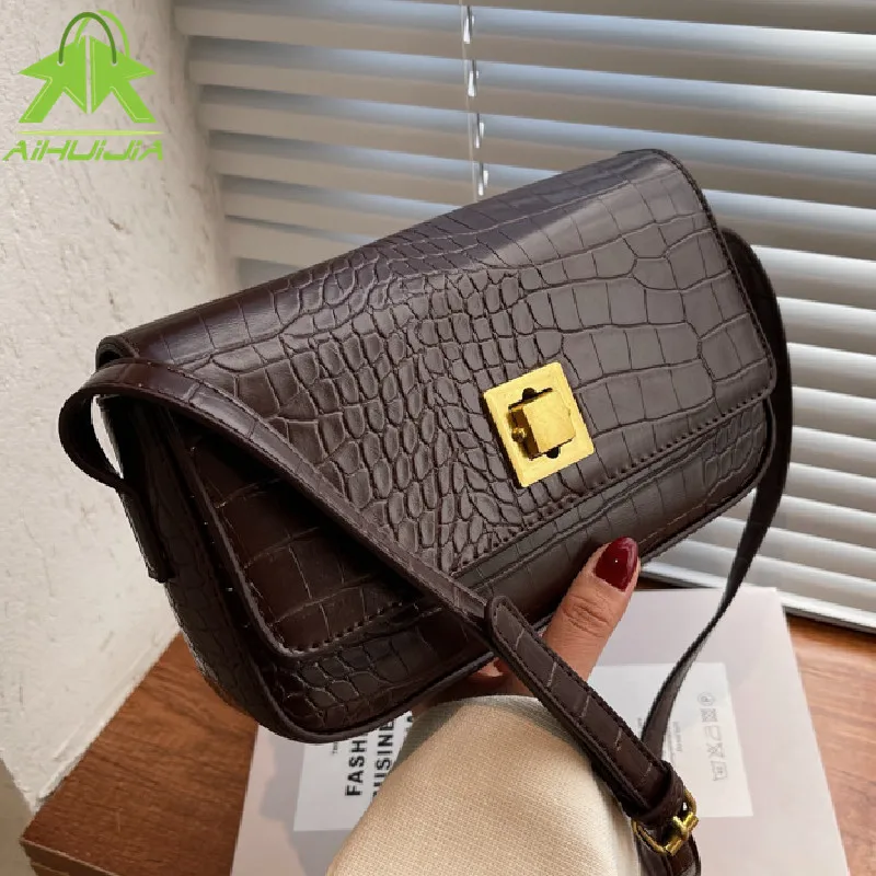 

Crocodile Pattern Female Luxury Messenger Bags 2022 New High Quality PU Leather Women's Handbag Designer Simple Shoulder Bags