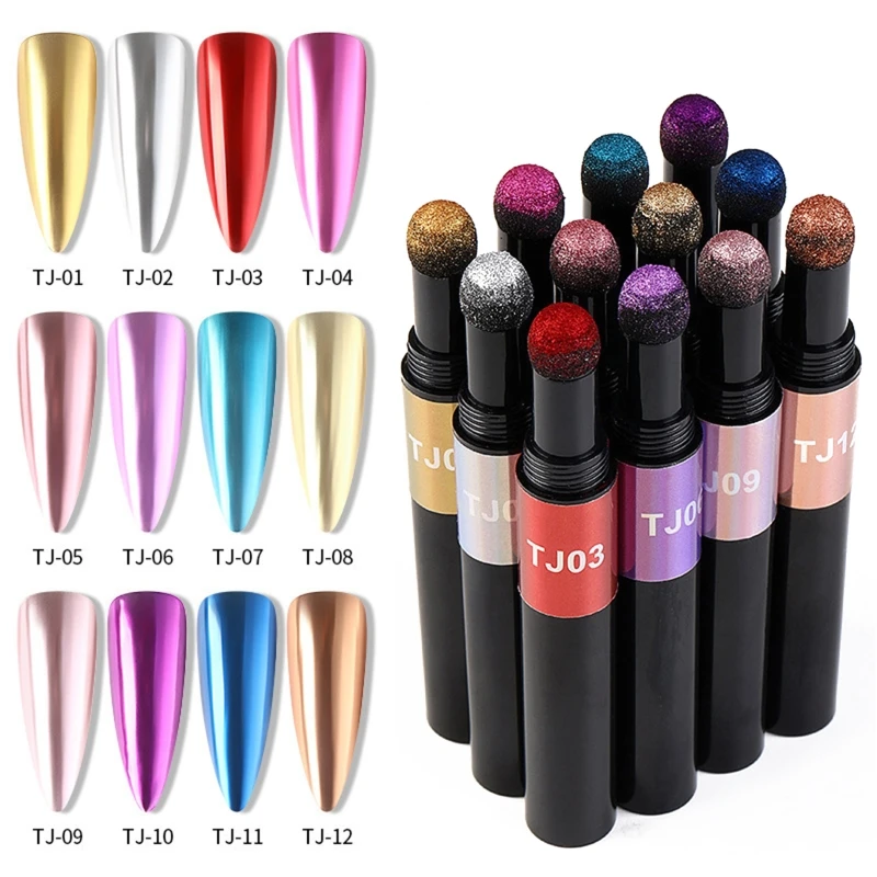 

Air Cushion Powder Pen 12 Colors Good Mirror Effect Resin Casting Tools for DIY Resin Crafts Decoration Nail Art Design
