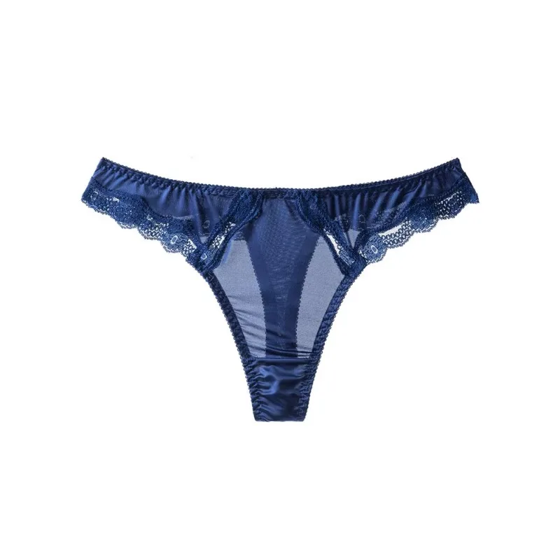 Женские кружевные стринги с вышивкой из ледяного шелка цвета в ассортименте