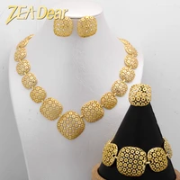 zeadear jewelry fashion luxury brazilian gold bracelet earring cubic zirconia big necklace african gold bridal jewelry sets