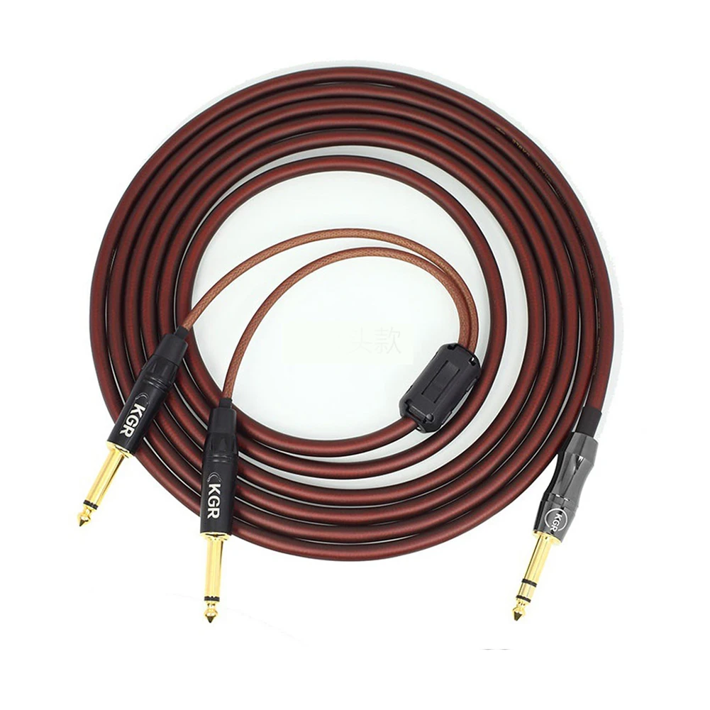 

3 Meter 6.35mm TRS Stereo Male To Dual 1/4\" TS Mono Male Insert Guitar Audio Cable 1 Point 2 Two-channel Stereo Cable Full Stra