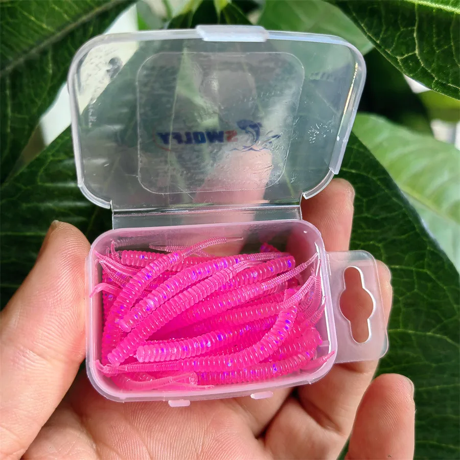 

SWOLFY Artificial Worm Soft Bait Swim Baits 30pcs/box 0.3g/0.45g Rock Fish Lure Jig Fishing Lures Carp Pesca Leurre Souple Lure