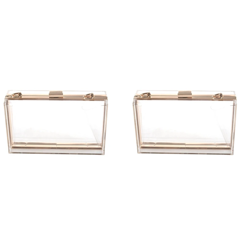 

2X Women Cute Clear Acrylic Box Clutch Crossbody Purse Evening Bag