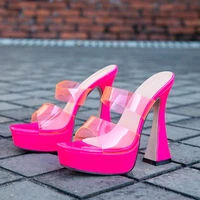 2022 summer women sandals platform shoes pumps slip on super high heel sexy woman mules shoes zapatos mujer dropship size 36 43