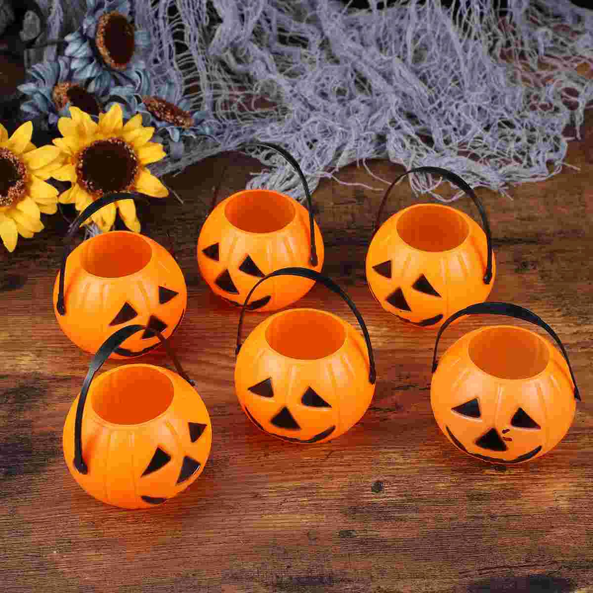 

Pumpkin Bucketcandy Trick Or Treat Buckets Pailminiholder Basket Pumpkins Kids Bags Baskets Large Bulk Treating Colorful Small