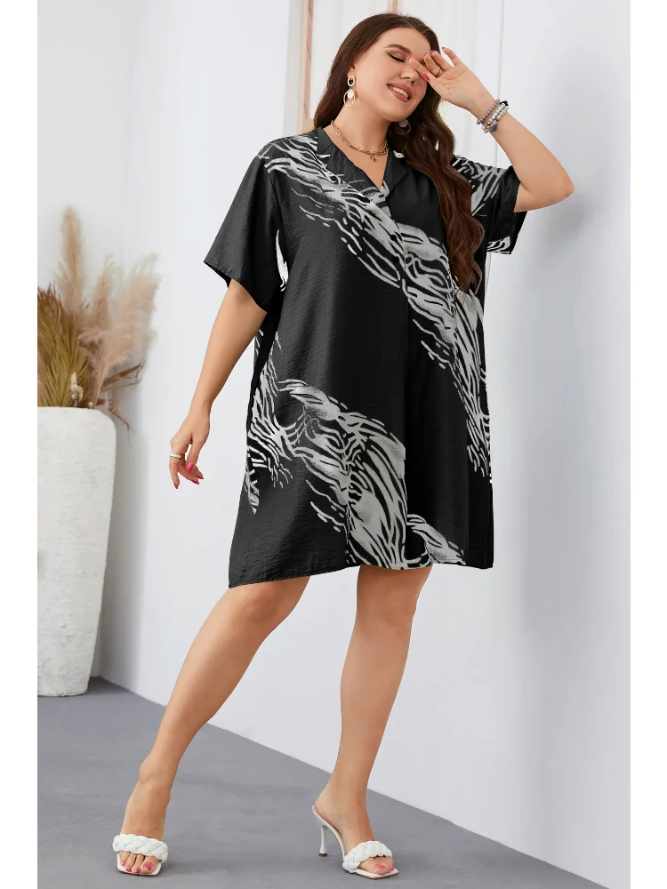 Large Women's Dress Short Sleeve Loose fitting Dress plus size dresses