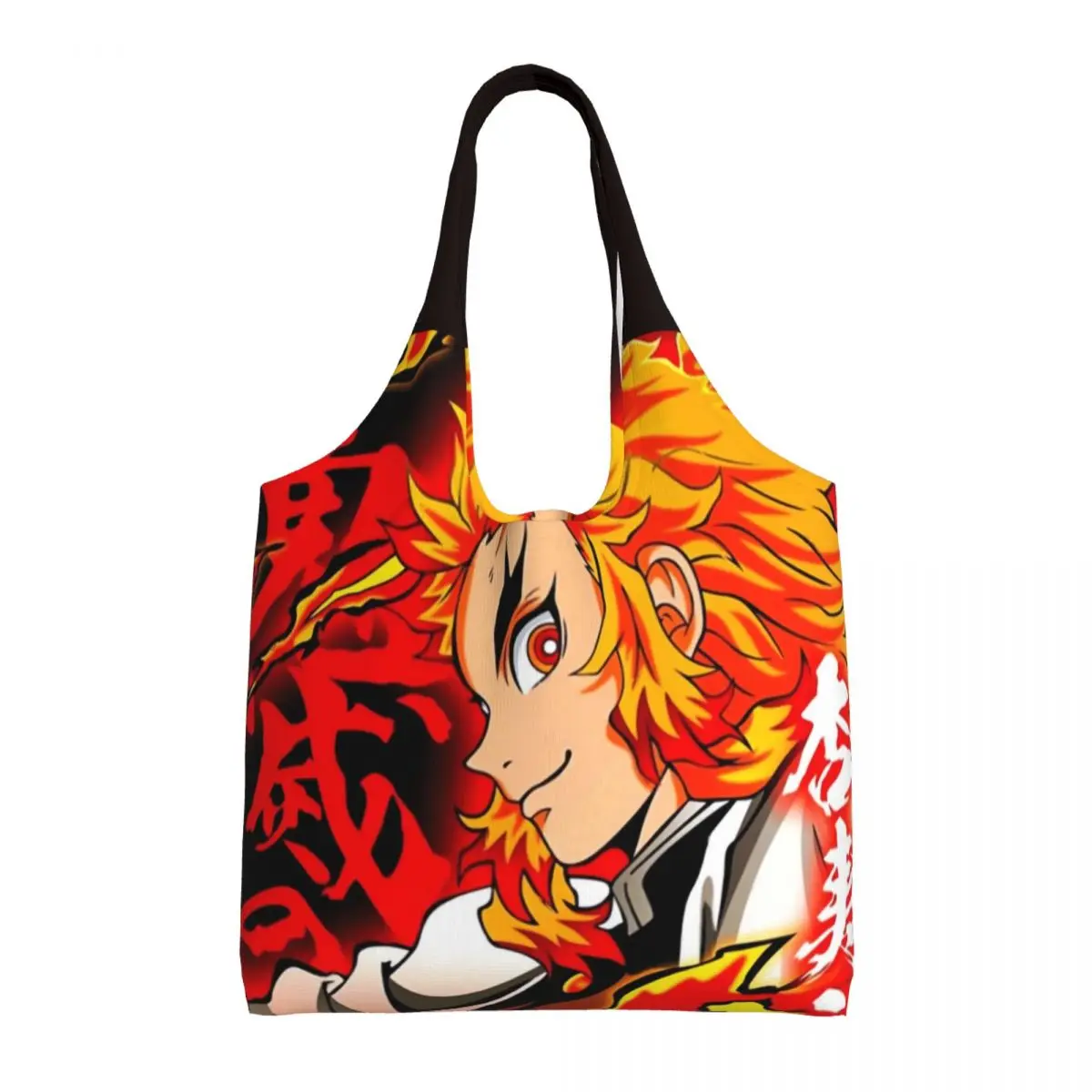 

Сумка для покупок с изображением рассекающего демонов, повседневные сумки Rengoku kyoпрорисованная аниме, тканевая Женская пляжная сумка с рисунком