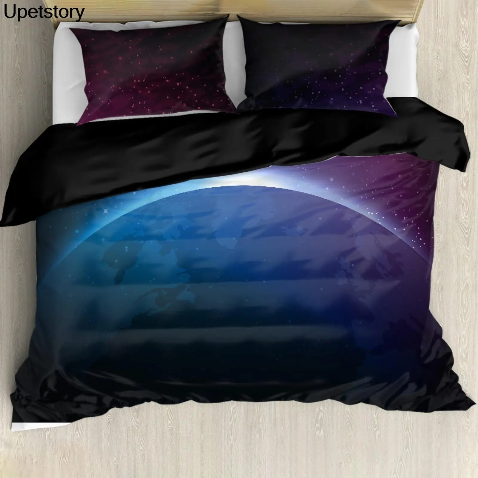 

Upetstory 3D Galaxy Duvet Cover Set Single Double Twin Queen 3pcs Bedding Sets Universe Outer Space Themed Bed Bedclothes