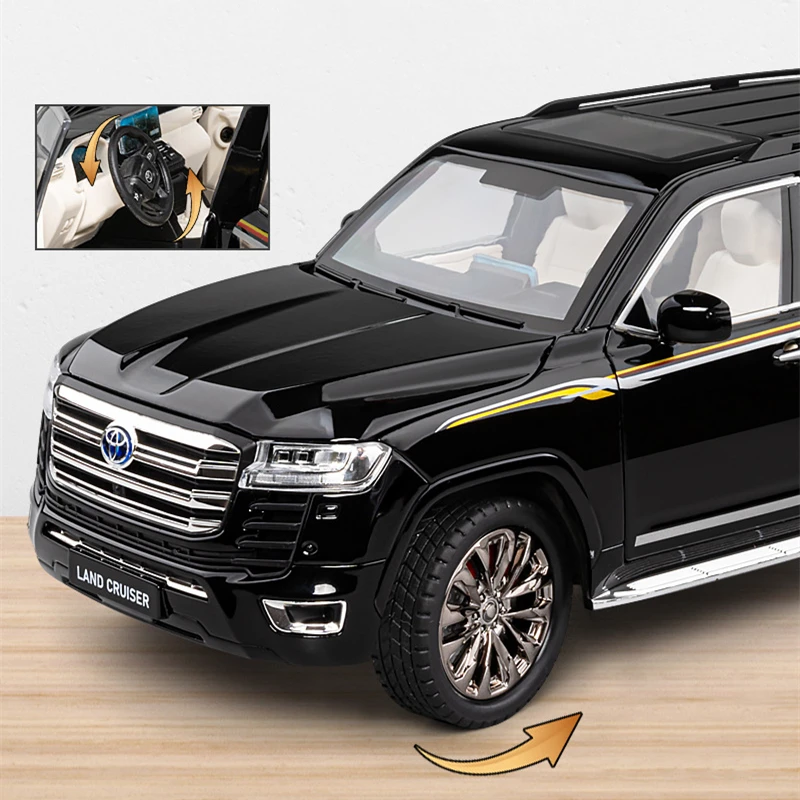 Фото Большой размер 1/18 Toyota Land Cruiser LC300 ZX, модель автомобиля из сплава, литой под давлением металлический внедорожник, модель автомобиля, звуковой свет, детская игрушка в подарок №4