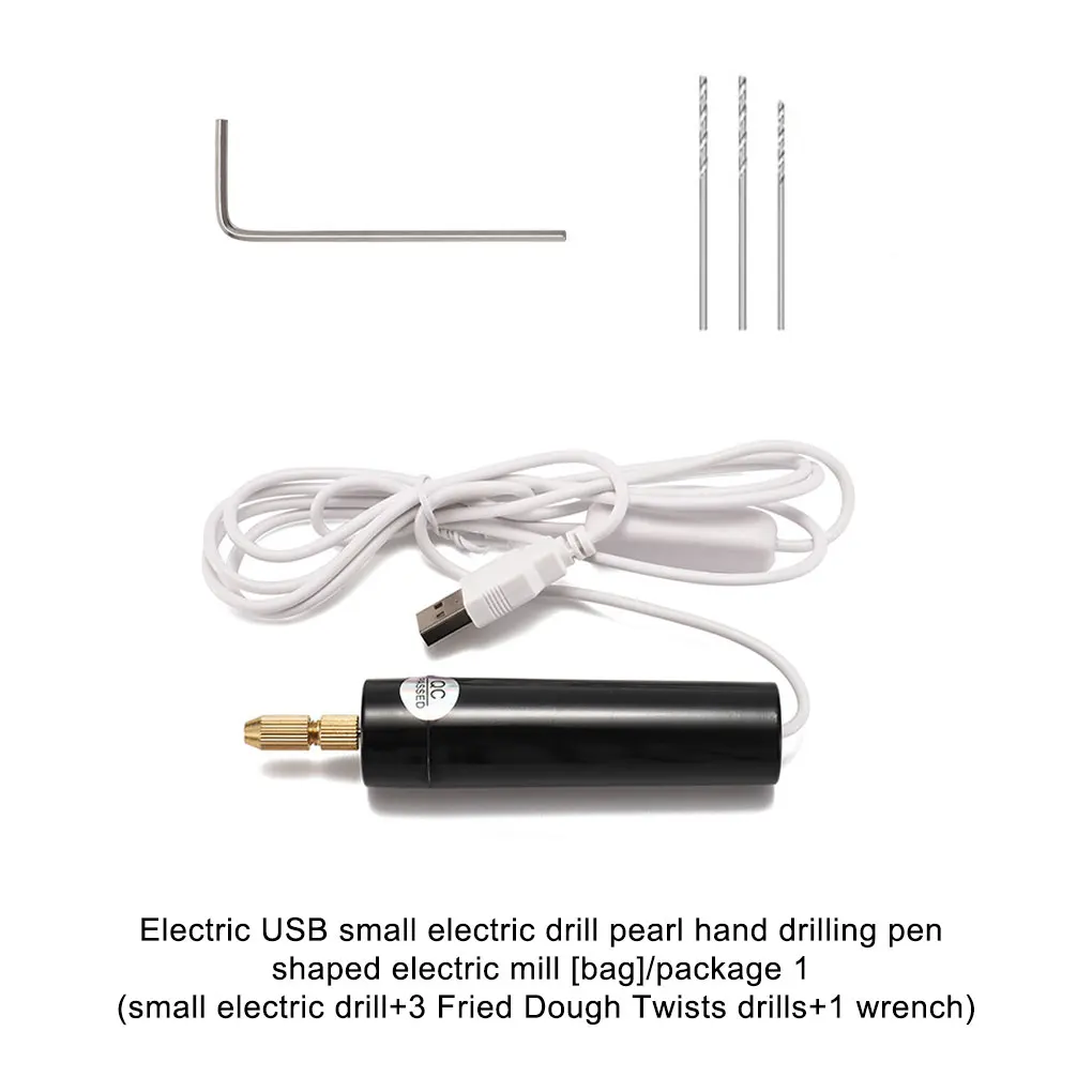

Mini Hand Drill USB Powered Handheld Rotary Drill Set Drilling Tools with Drill Bits Tool DIY Pendant Crafts Making