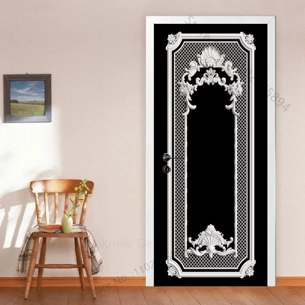 

3D винтажный деревянный узор, дверная наклейка, самоклеящаяся ПВХ, полная ретро дверная пленка, настенная роспись, обои, съемный домашний декор