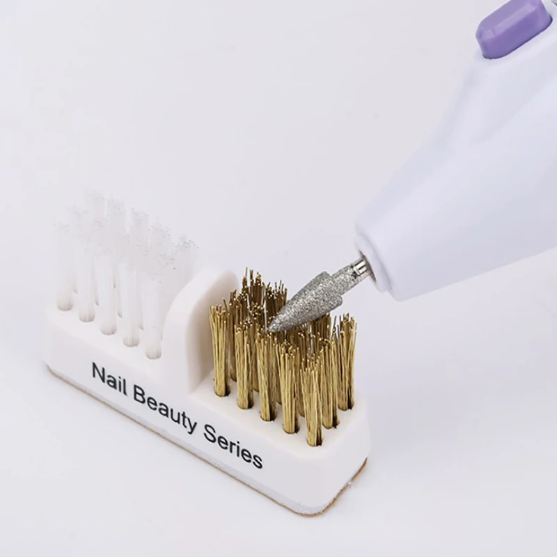 

1 шт., щётка для чистки фрез для ногтей (искусственная и мягкая щетина)