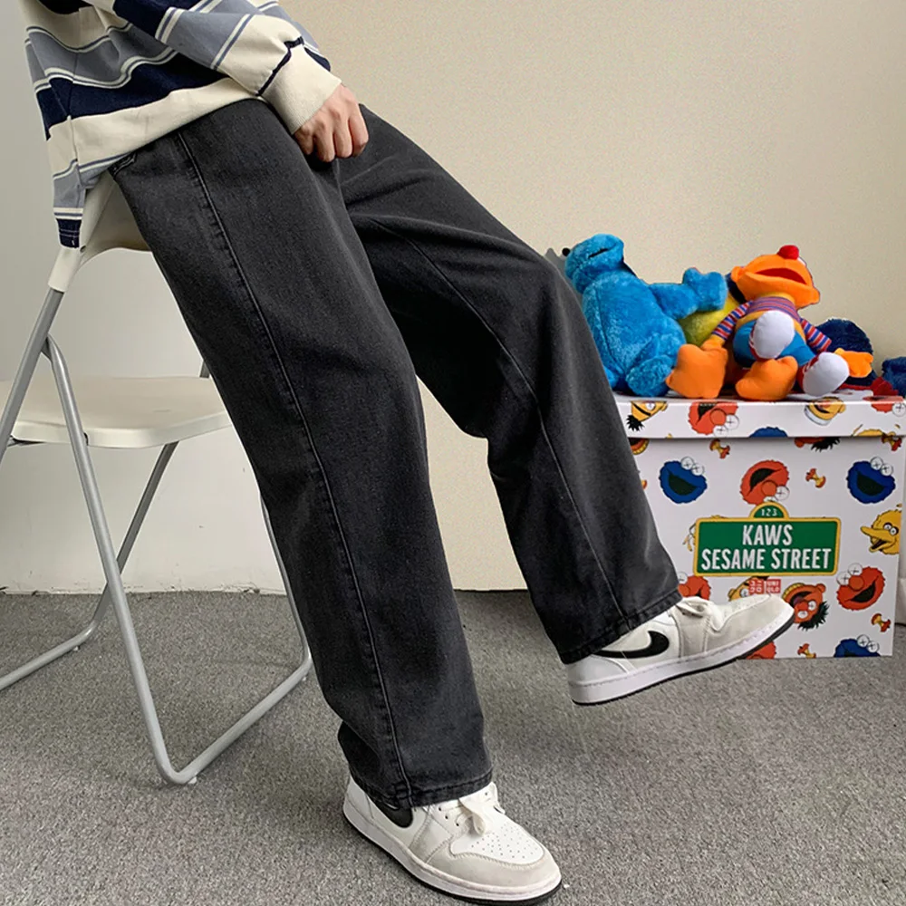 2023 New Spring Straight Baggy Jeans for Men Loose Wide Leg Pants Japanese Streetwear Black Trousers Male Luxury Clothing