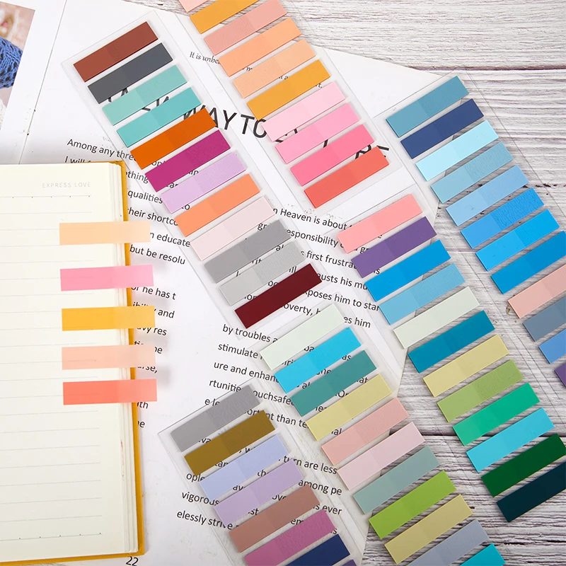 

1set Transparent Fluorescent Index Tabs PET Sticky Note For Page Marker Planner Stickers Office School Students Supplies