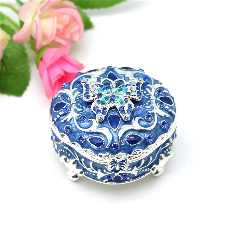 

Wedding Gift Enamel Color Butterfly Jewelry Box Diamond Decoration Box Festival Christmas Gift Wholesale Home Accessories