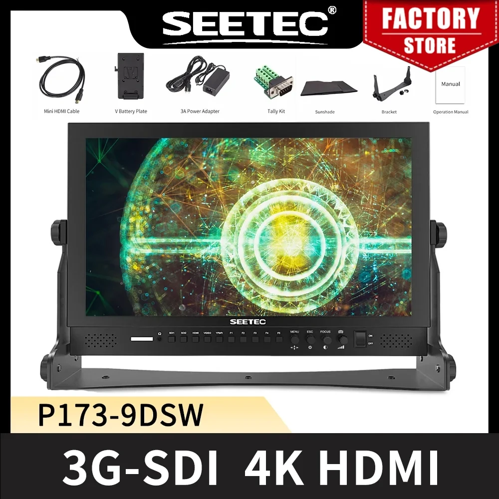 Монитор вещания Seetec P173-9DSW 17,3 дюймов FHD 1920x1080 с функцией векторного прицела 3G-SDI HDMI