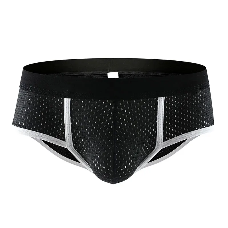 

Мужские трусы брифы из сетчатой ткани, темно-синие дышащие трусы слипы в сетку, сексуальное нижнее белье для мужчин, гей-трусы 2019