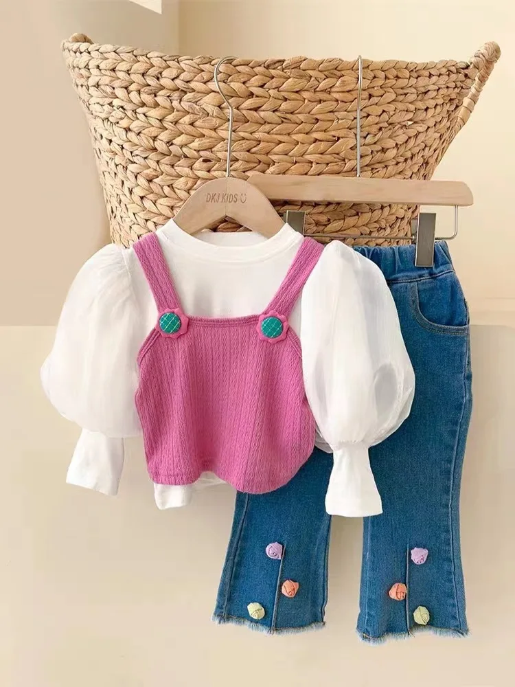 Детские комплекты весна-осень новинка прекрасный жилет для девочек нижняя