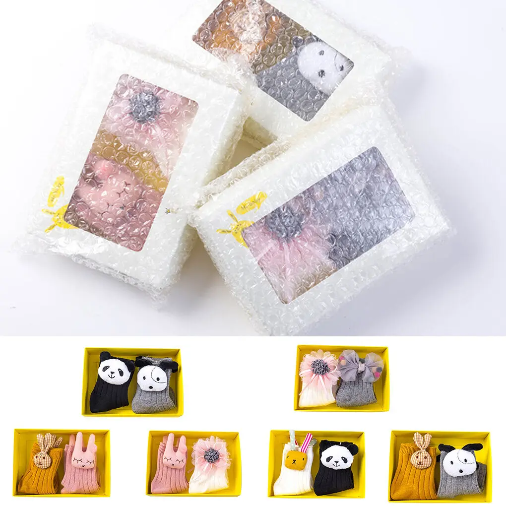 

2 Pair Cotton Infant Socks Baby Girls High Knee Long Knitted Socks Cartoon Animal Newborns Toddlers Leg Warmers