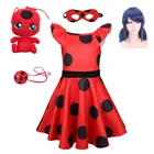 2021 рождественские костюмы для косплея маринетта, красное красивое платье для девочек, летняя одежда Вечерние вечернее платье, детские платья в горошек для маленьких девочек