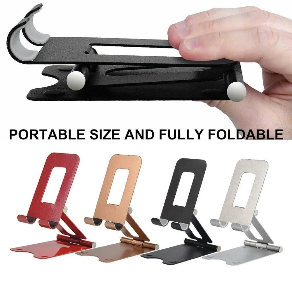 

HSYK Rugged aluminum metal foldable desktop phone holder, universal phone and tablet holder retractable