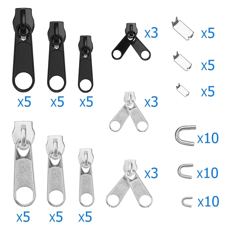 85шт Комплект для ремонта молнии Zip Slider Rescue Универсальные замены куртки сумки