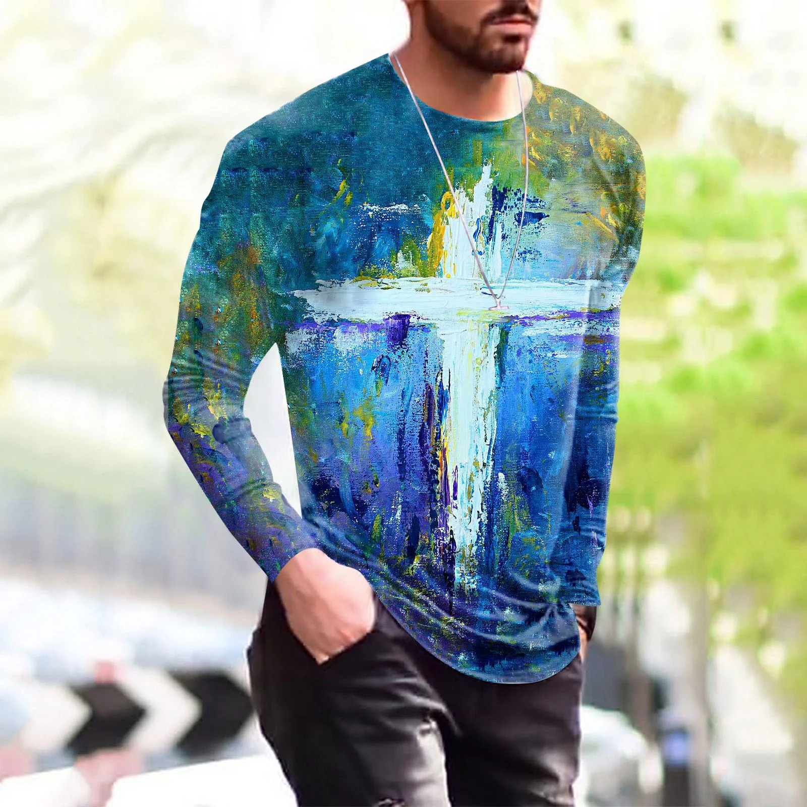 

Мужская футболка с длинным рукавом, длинным рукавом и 3D-принтом