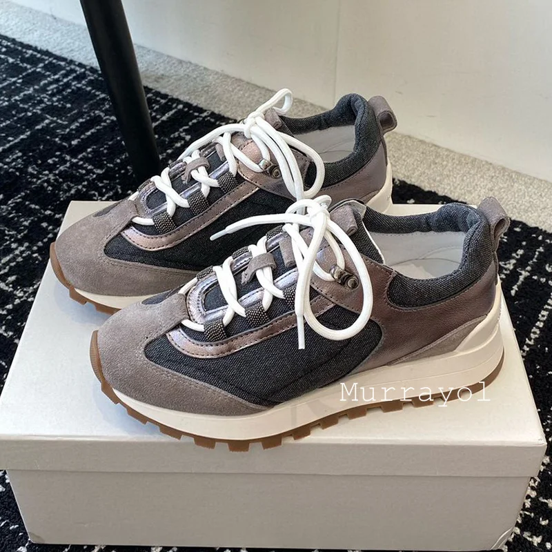 Кроссовки из хлопчатобумажной ткани с цветными блоками износостойкие теннисные