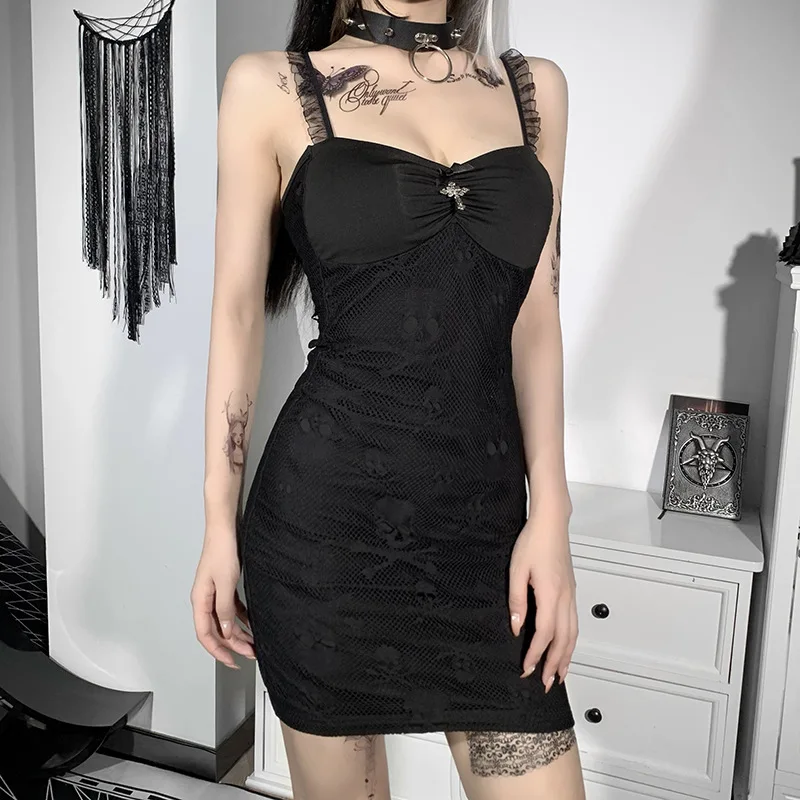 

Женское платье с вышивкой, Сексуальное Черное Осеннее платье с открытыми плечами и длинным рукавом, готическое платье, 2022