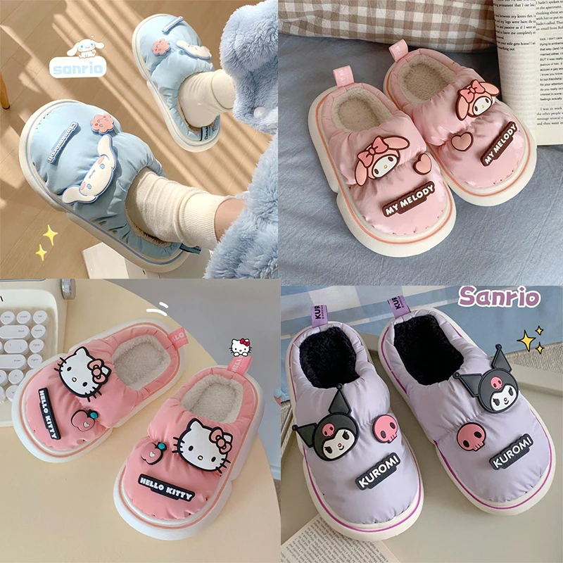 

Kawaii Sanrioed Anime Cartoon Cinnamoroll Series My Melody Slippers Cotton Padded Shoes Waterproof Baby Boy Girl Festival Gift